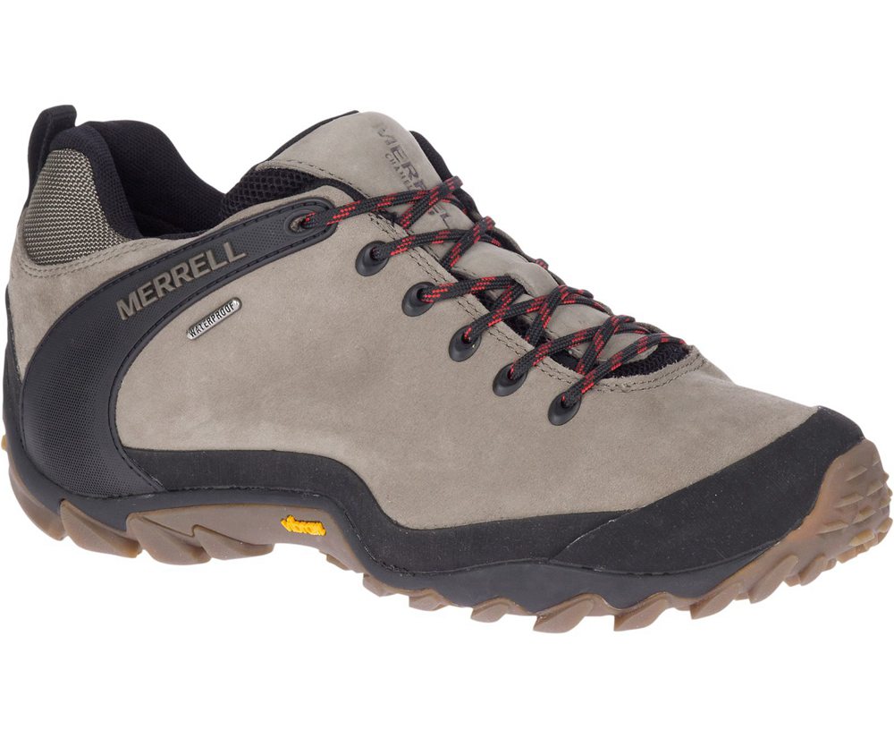 Merrell Hiking Shoes Grey/Black - Chameleon 8 Leather Waterproof - Mens 61PBZKTDL